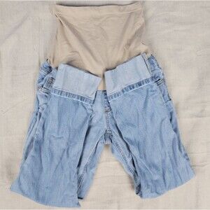 Indigo Blue Maternity Boyfriend Jeans Size XS Light Wash Distressed Rolled Cuff